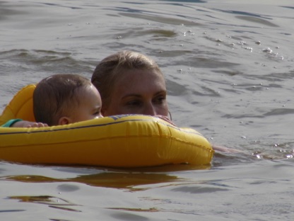 Hayden and I cooling off at Lake Moogerah 